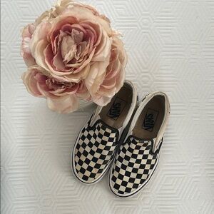 Vans Checkered Slip-On Shoes - Black and White